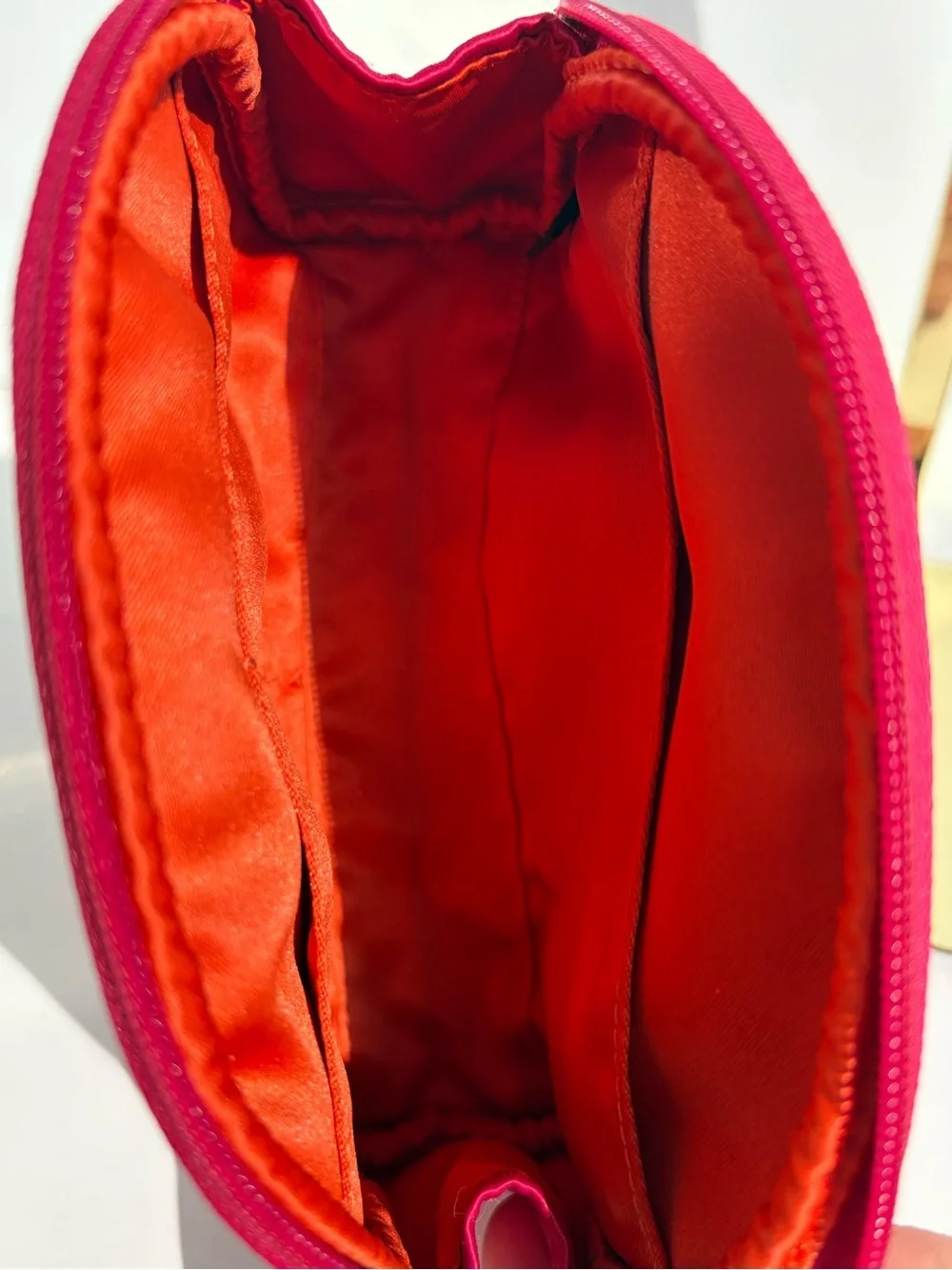 Coach Amanda Magenta Hot Pink Satin Clutch Wristlet Cosmetic Pouch Makeup Bag